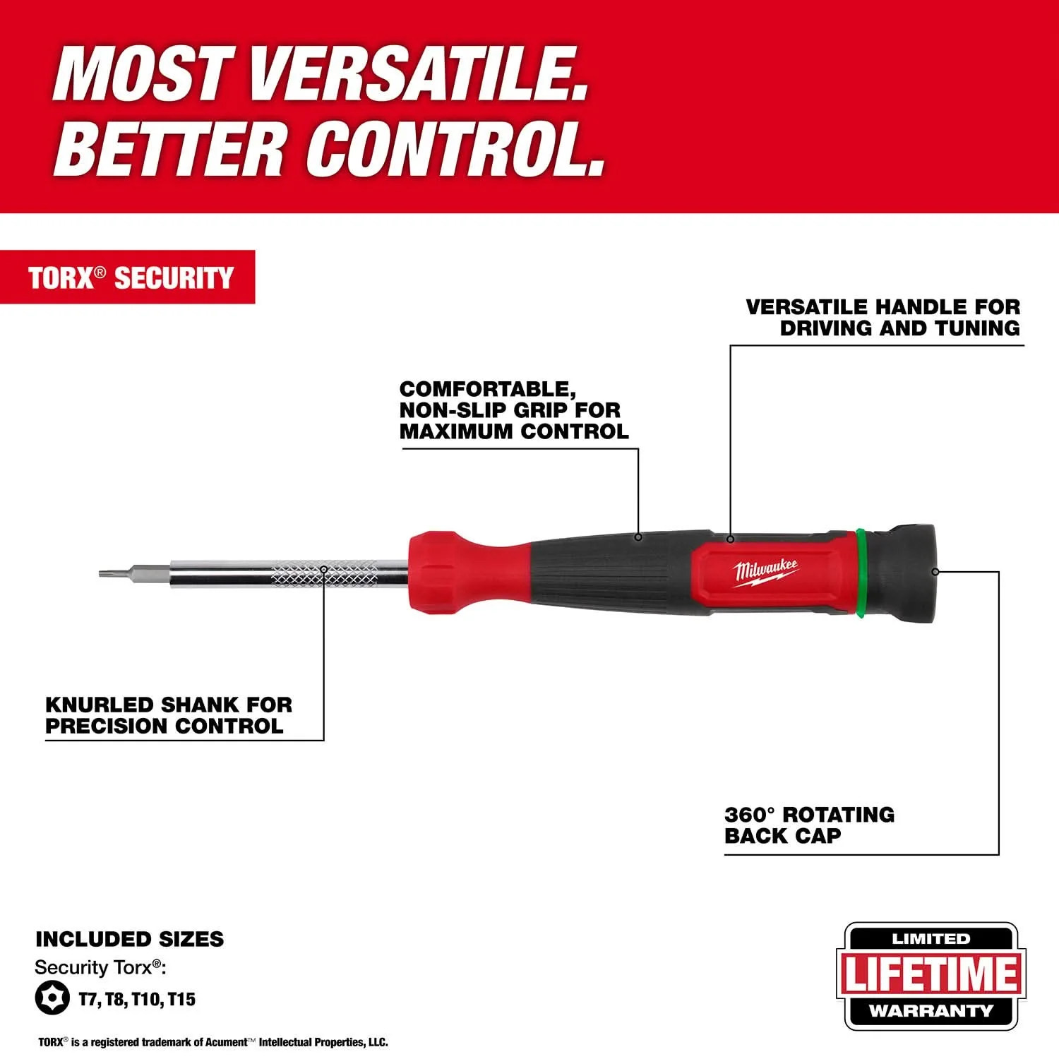 Milwaukee 48-22-2931 4-in-1 TORX Security Precision Multi-Bit Screwdriver - Image 2