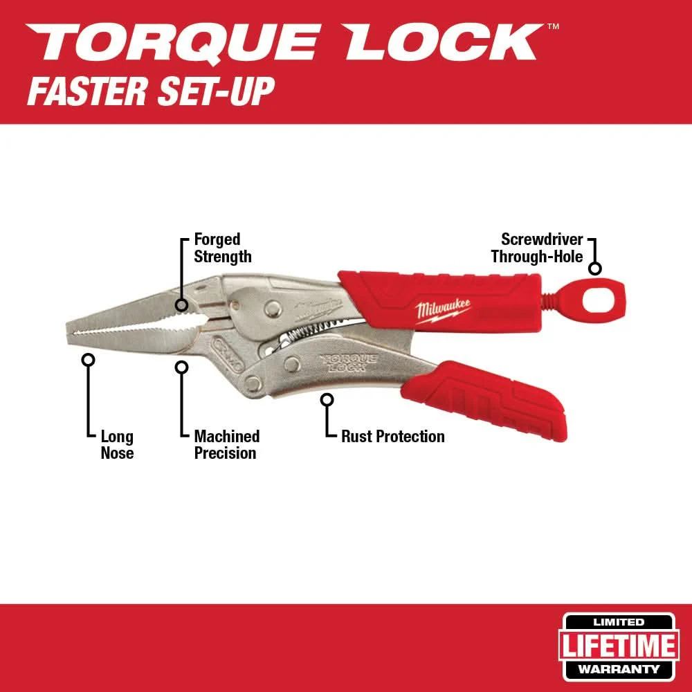 Milwaukee 48-22-3406 6" TORQUE LOCK Long Nose Locking Pliers with Durable Grip - Image 2