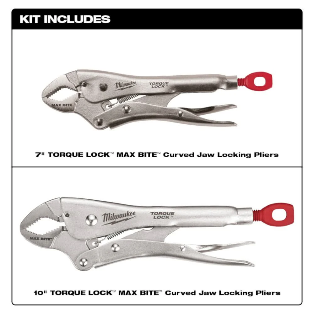 Milwaukee 2 Piece 7" & 10" TORQUE LOCK MAXBITE Locking Pliers Set - Image 2
