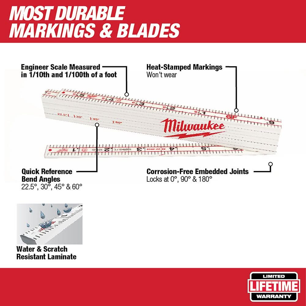Milwaukee 48-22-3802 Engineer's Composite Folding Rule - Image 2