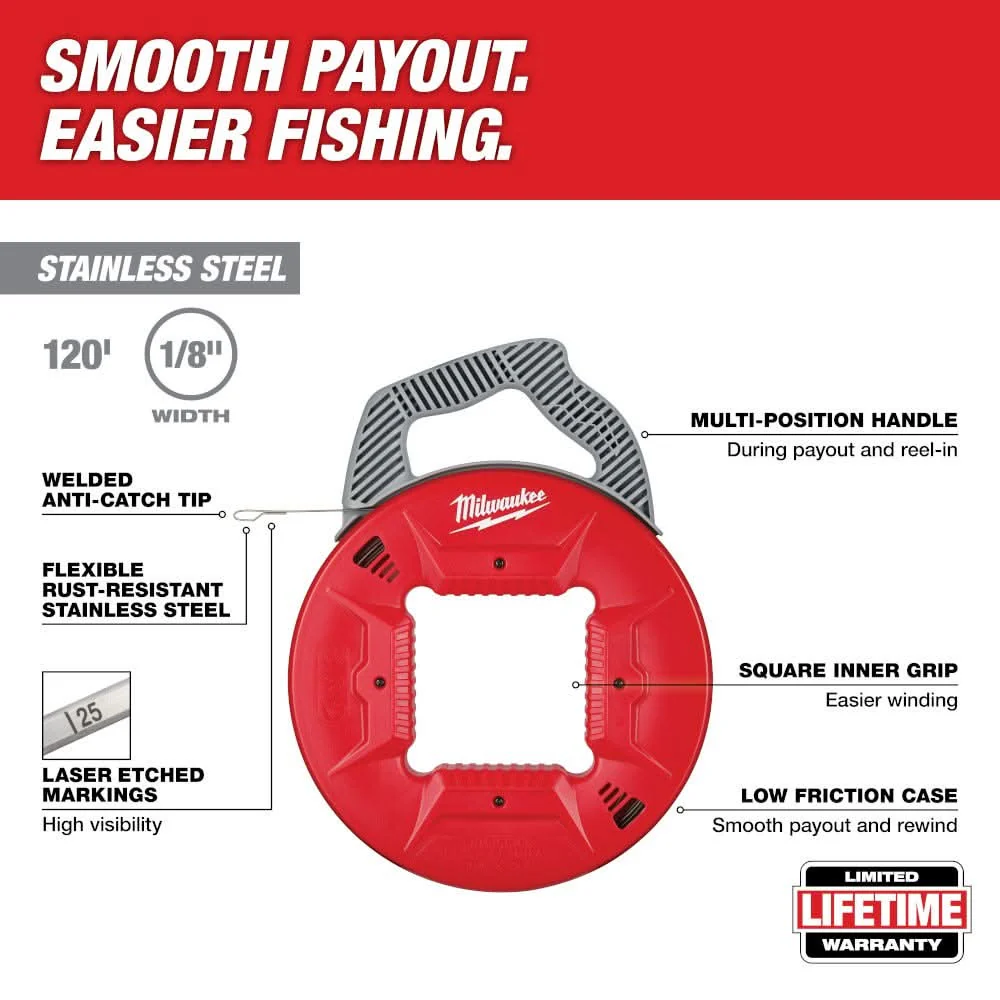 Milwaukee 48-22-4186 120-ft. 1/8-in. Stainless Steel Fish Tape - Image 3