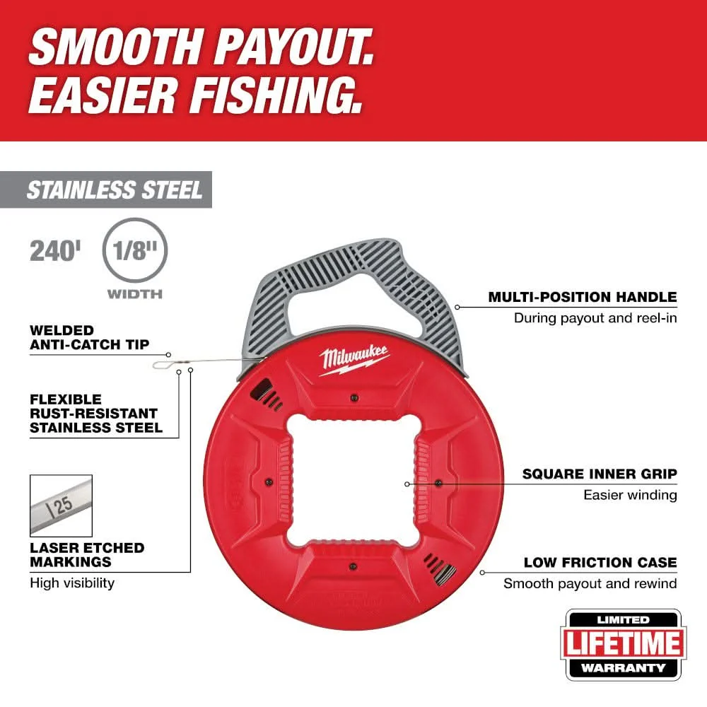 Milwaukee 48-22-4188 240-ft. 1/8-in. Stainless Steel Fish Tape - Image 3