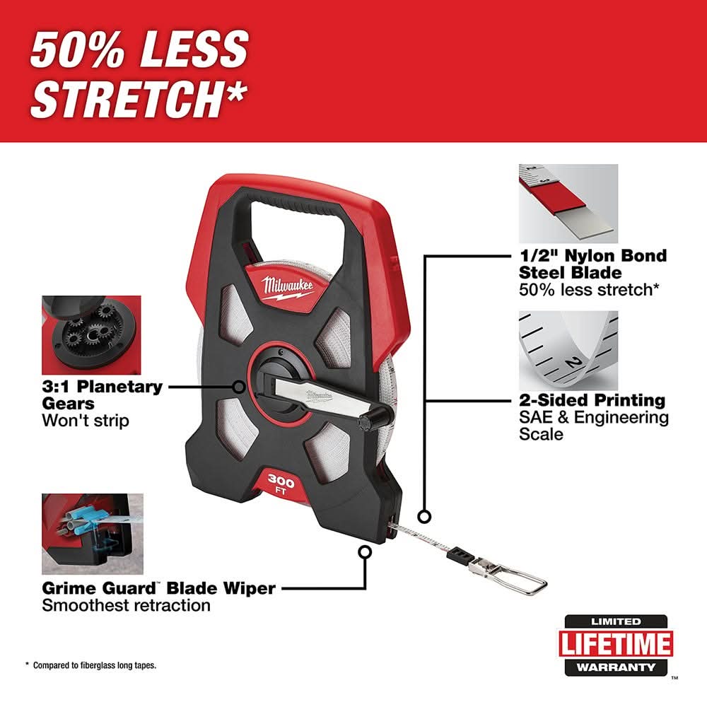 Milwaukee 48-22-5230 300Ft Open Reel Long Tape - Image 2