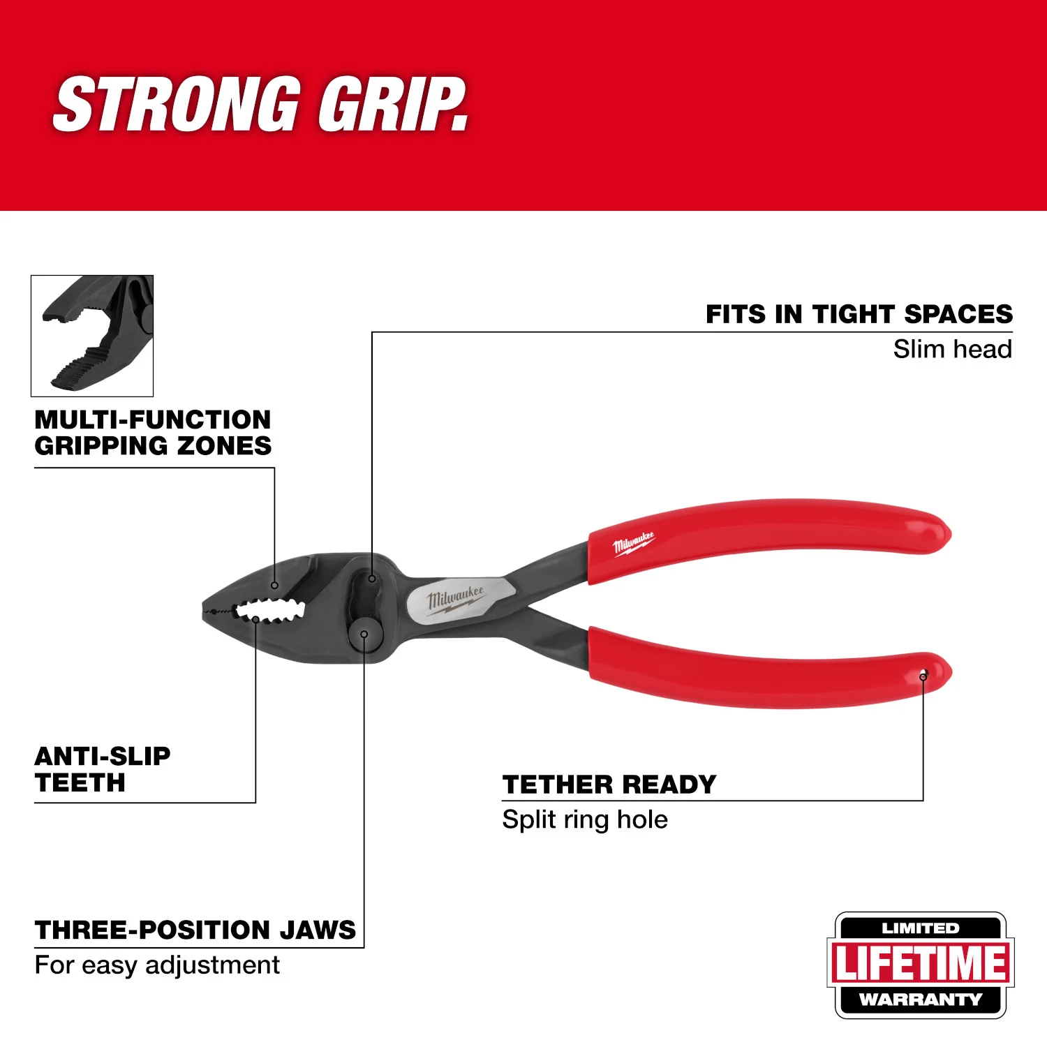 Milwaukee 48-22-6240 8-in. Slip Joint Pliers - Image 2