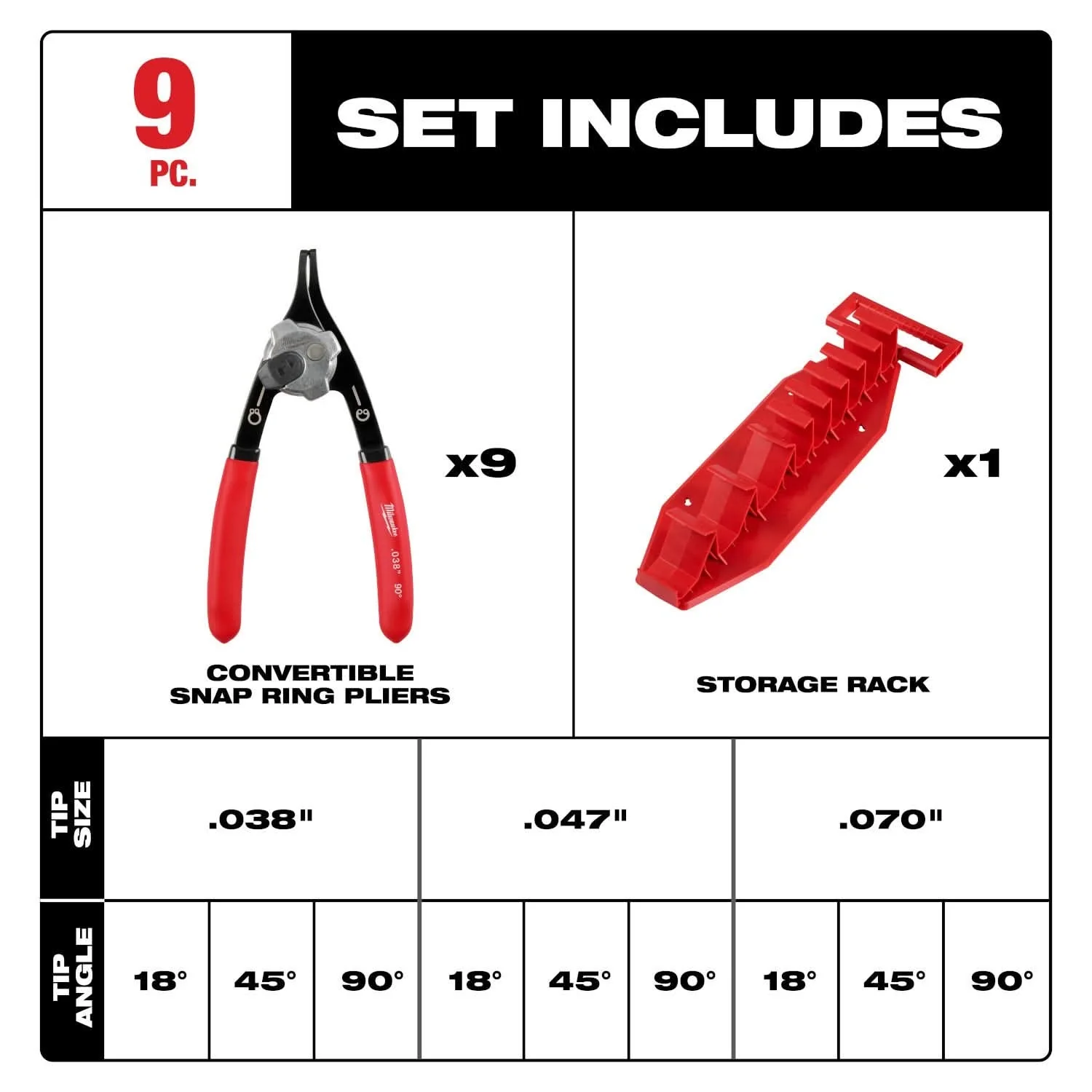 Milwaukee 48-22-6539 9PC SNAP RING PLIERS SET - Image 3