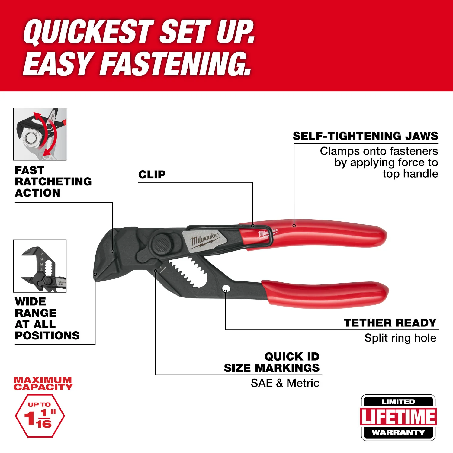Milwaukee 48-22-6906 5-in. Pliers Wrench W/ Belt Clip - Image 2
