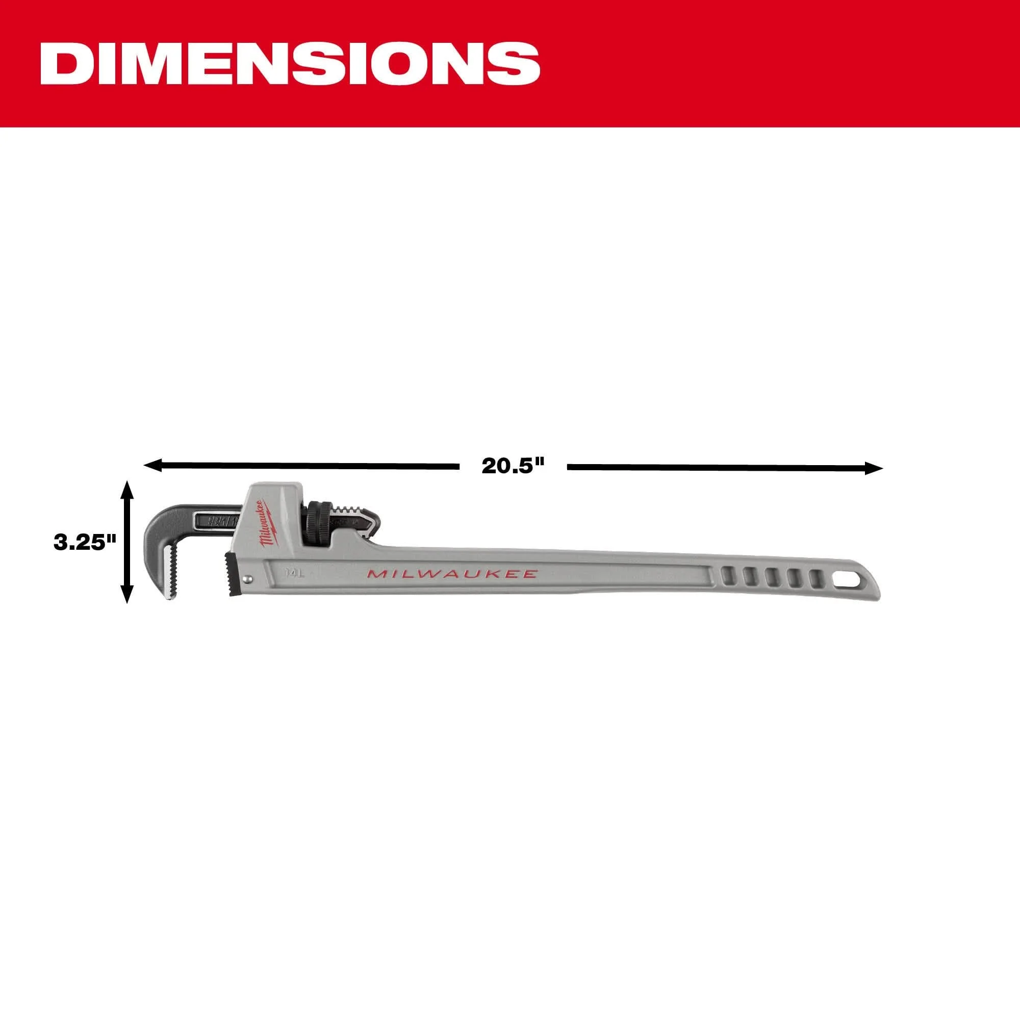 Milwaukee 48-22-7215 14L Aluminum Pipe Wrench with POWERLENGTH Handle - Image 3