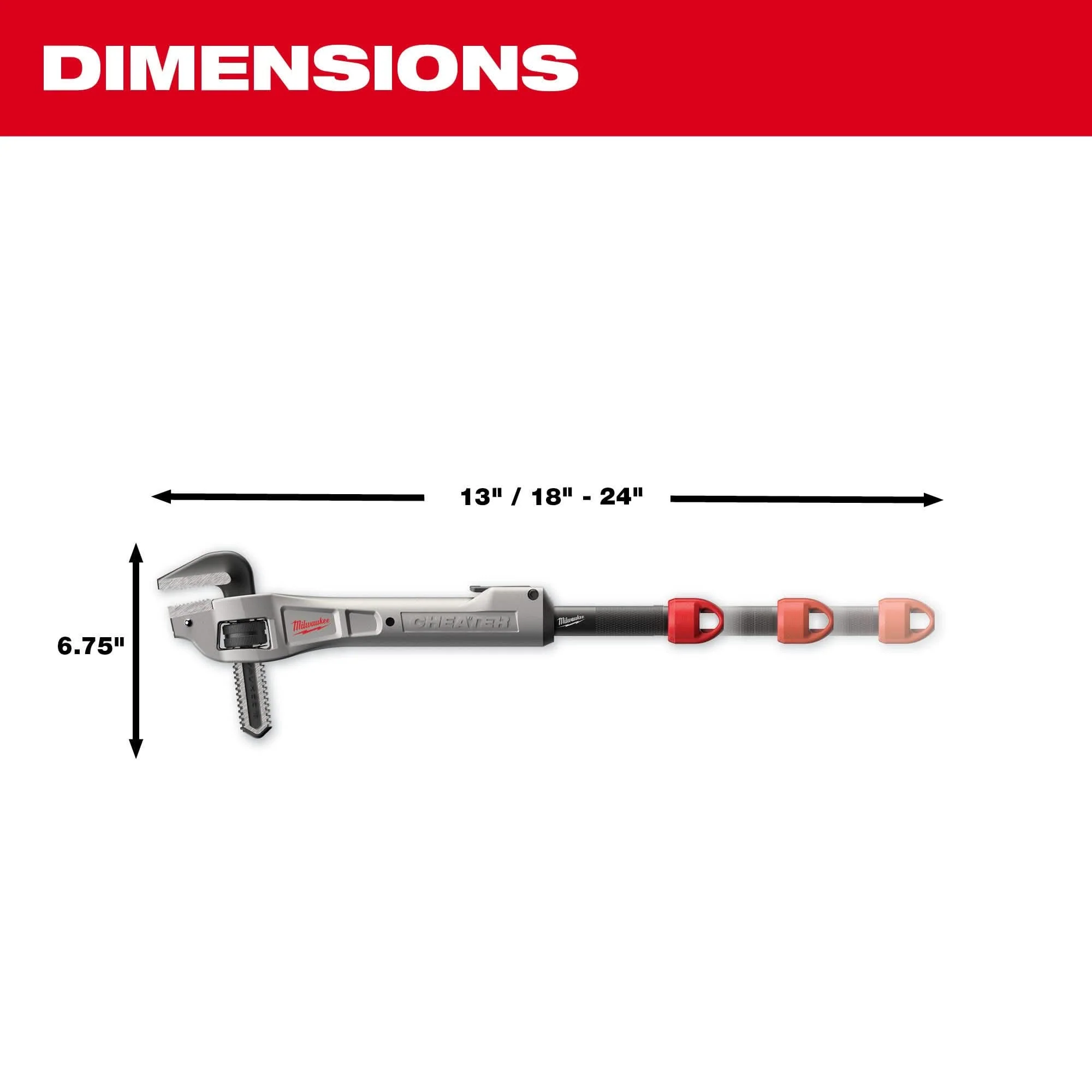 Milwaukee 48-22-7322 CHEATER Aluminum Offset Adaptable Pipe Wrench - Image 3