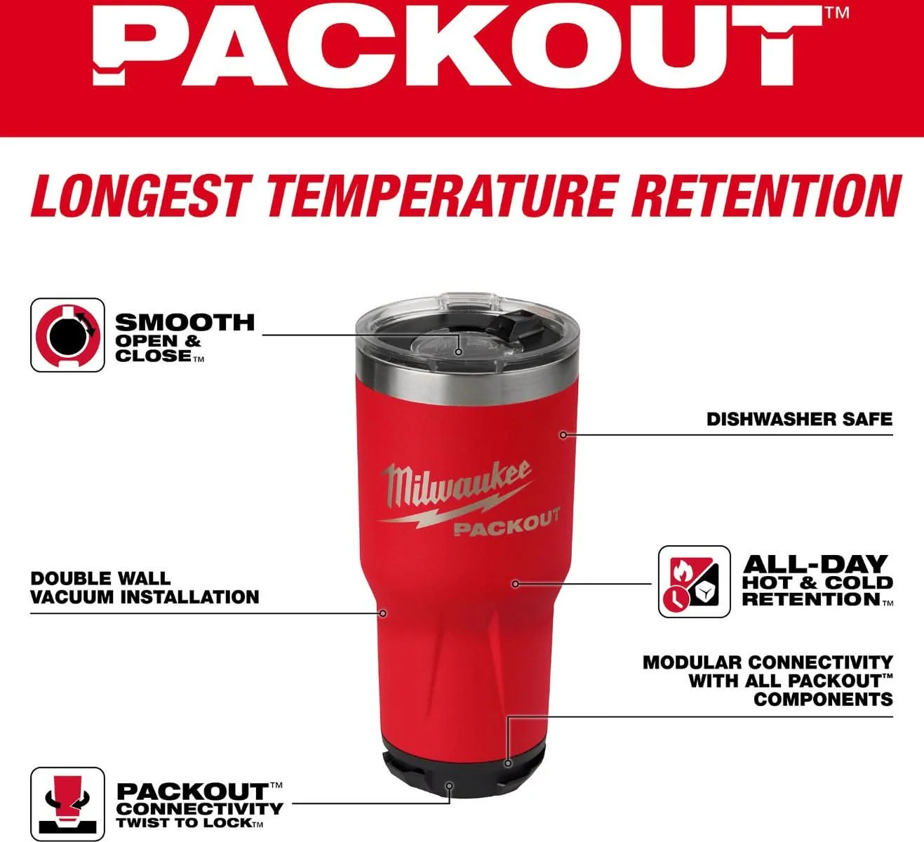 Milwaukee 48-22-8393R PACKOUT 30oz Tumbler - Image 3