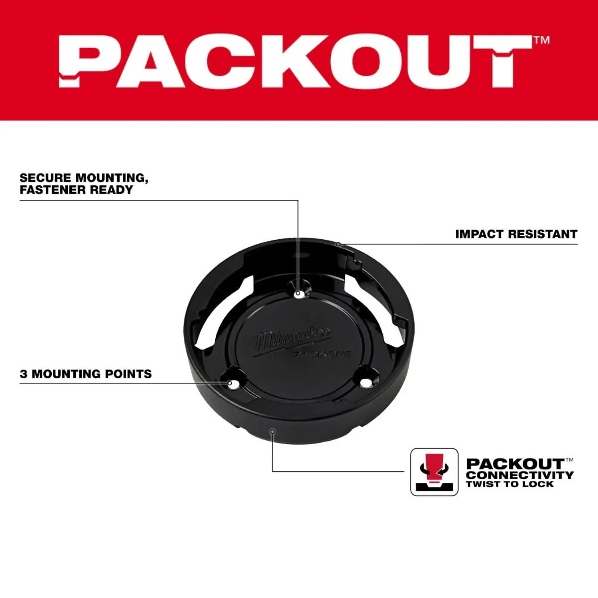 Milwaukee 48-22-8399 PACKOUT Twist to Lock Mount, 3-Pack - Image 2