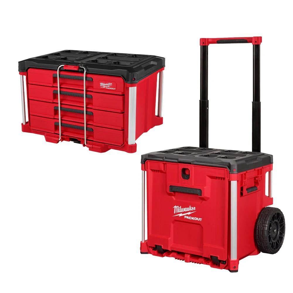 Milwaukee 48-22-8420 PACKOUT Rolling Drawer Tool Box & 48-22-8444 PACKOUT 4-Drawer Tool Box - Image 1