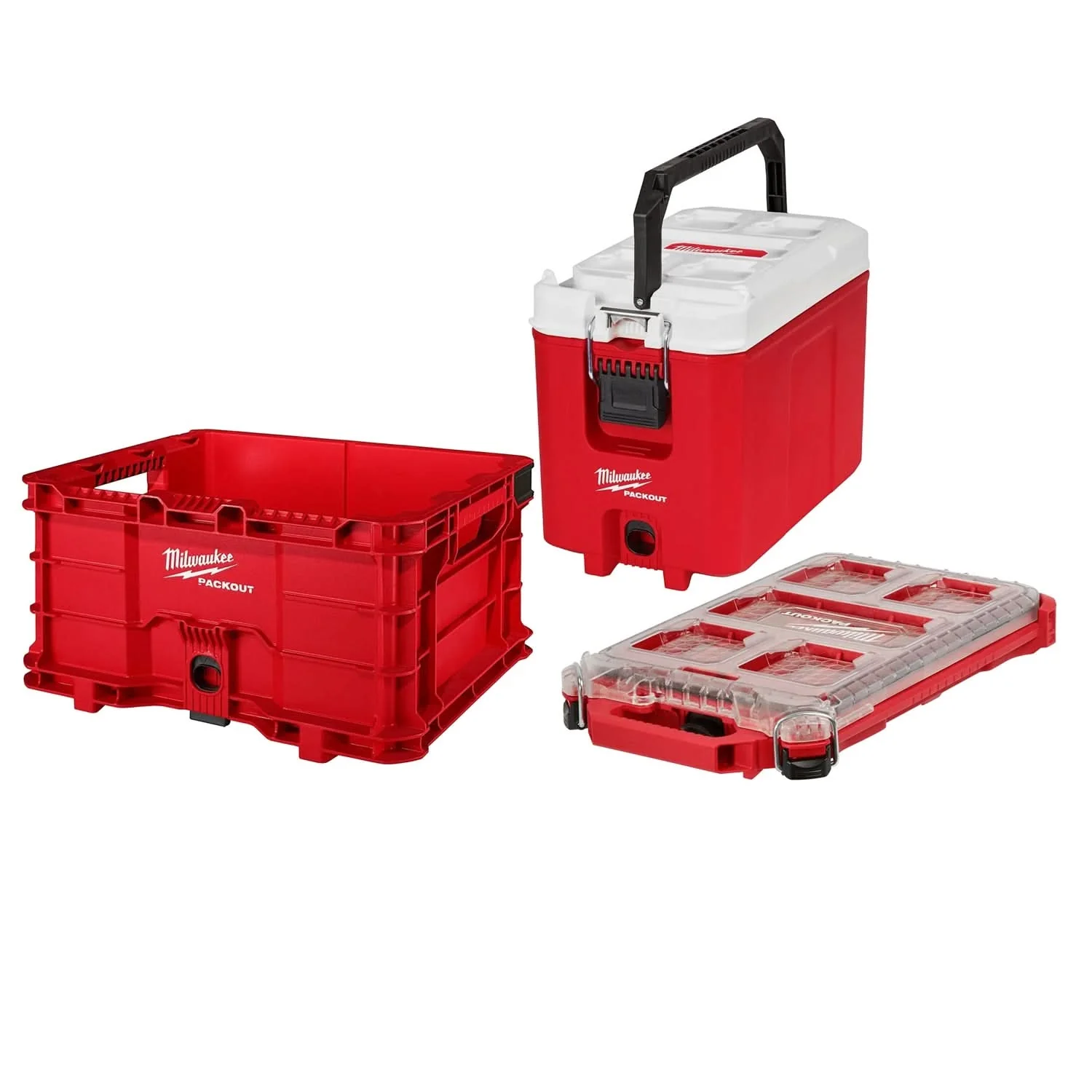 Milwaukee PACKOUT 16-Quart Compact Cooler with PACKOUT Crate and PACKOUT Compact Low-Profile Organizer - Image 1