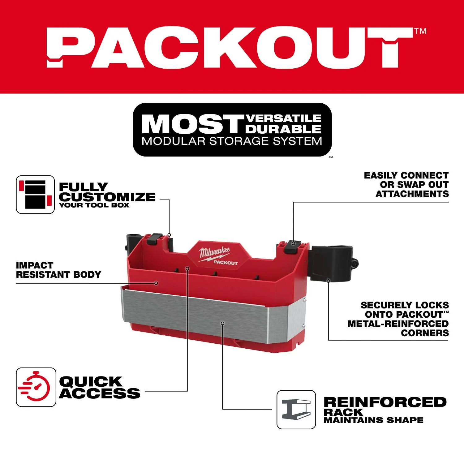 Milwaukee 48-22-8602 PACKOUT Tool Box Caddy Attachment - Image 3