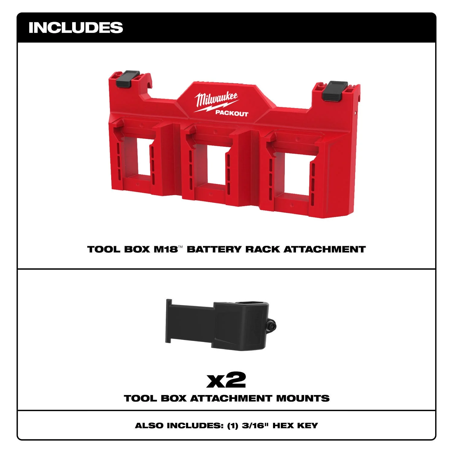 Milwaukee PROMO 48-22-8603 PACKOUT Tool Box M18 Battery Rack Attachment (PROMO) - Image 2