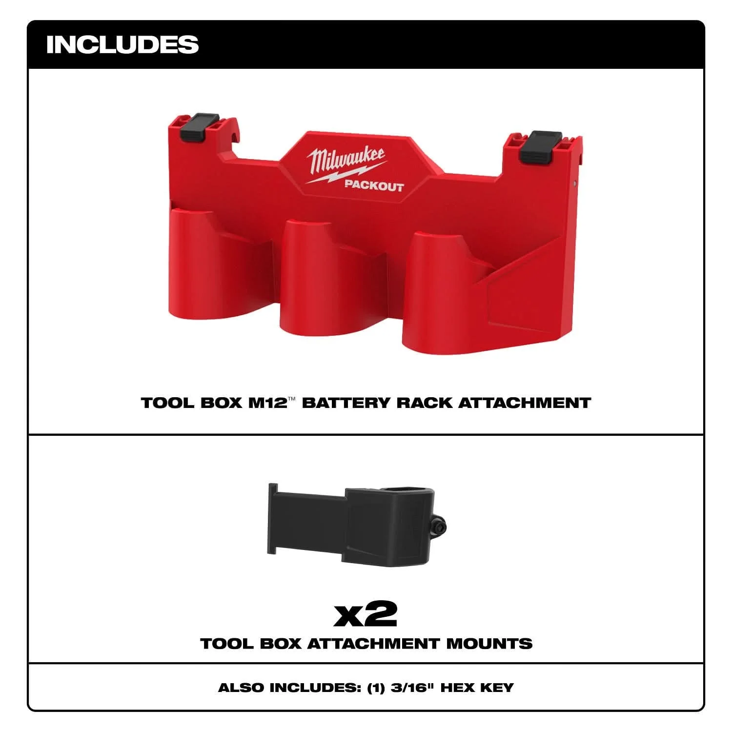 Milwaukee 48-22-8604 PACKOUT Tool Box M12 Battery Rack Attachment - Image 2