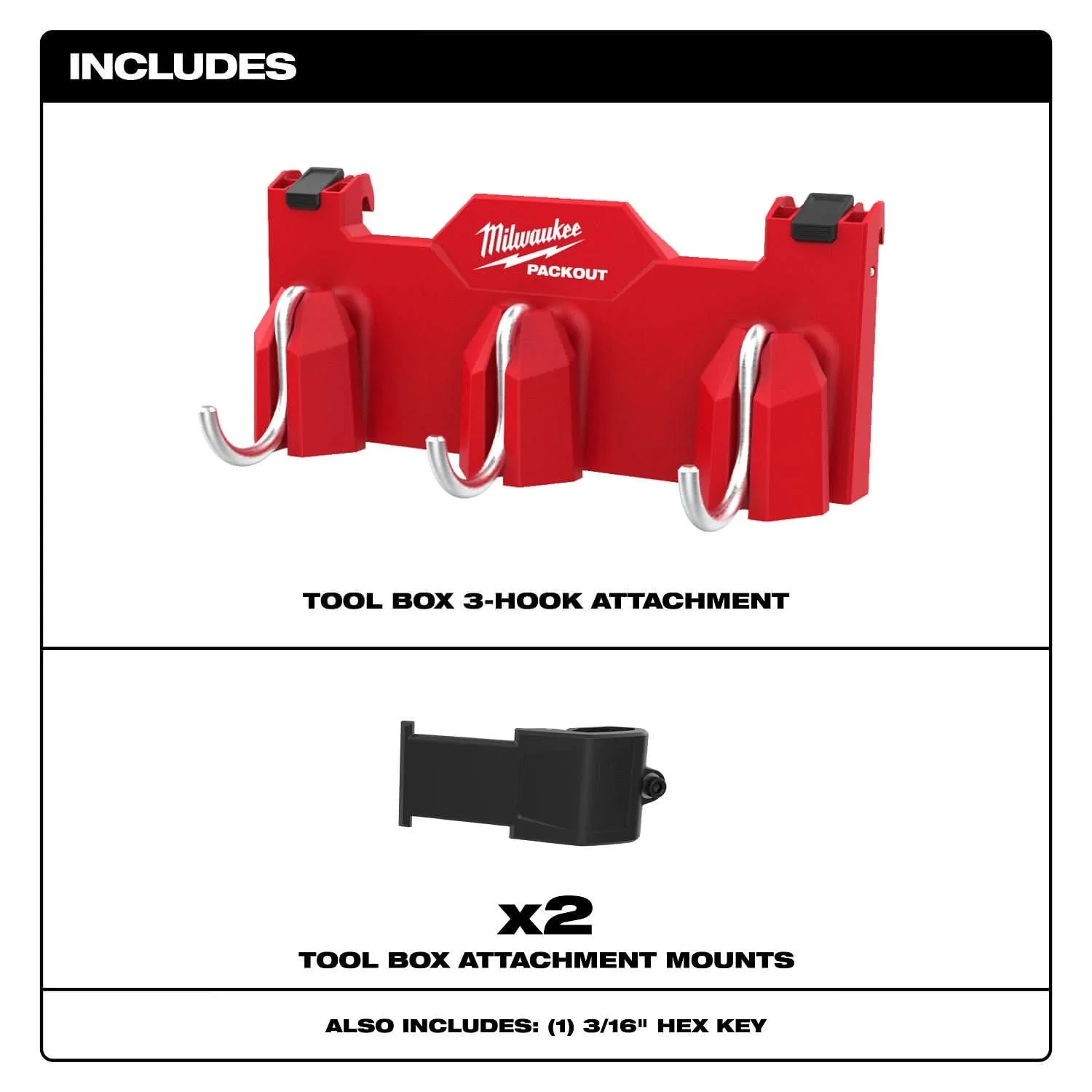 Milwaukee 48-22-8606 PACKOUT Tool Box 3-Hook Attachment - Image 2