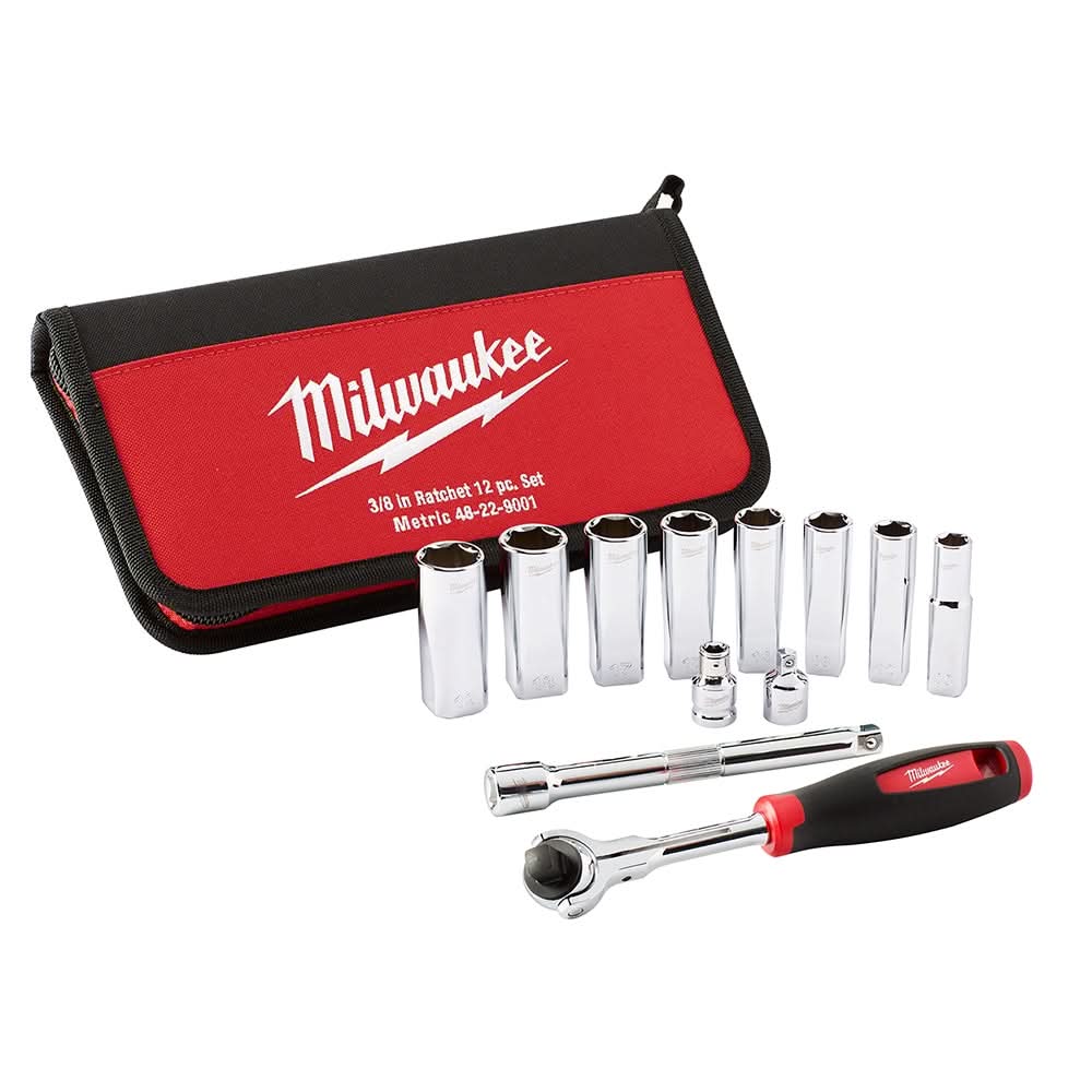 Milwaukee 48-22-9001 12-Piece  3/8" Drive Metric Socket Set - Image 1