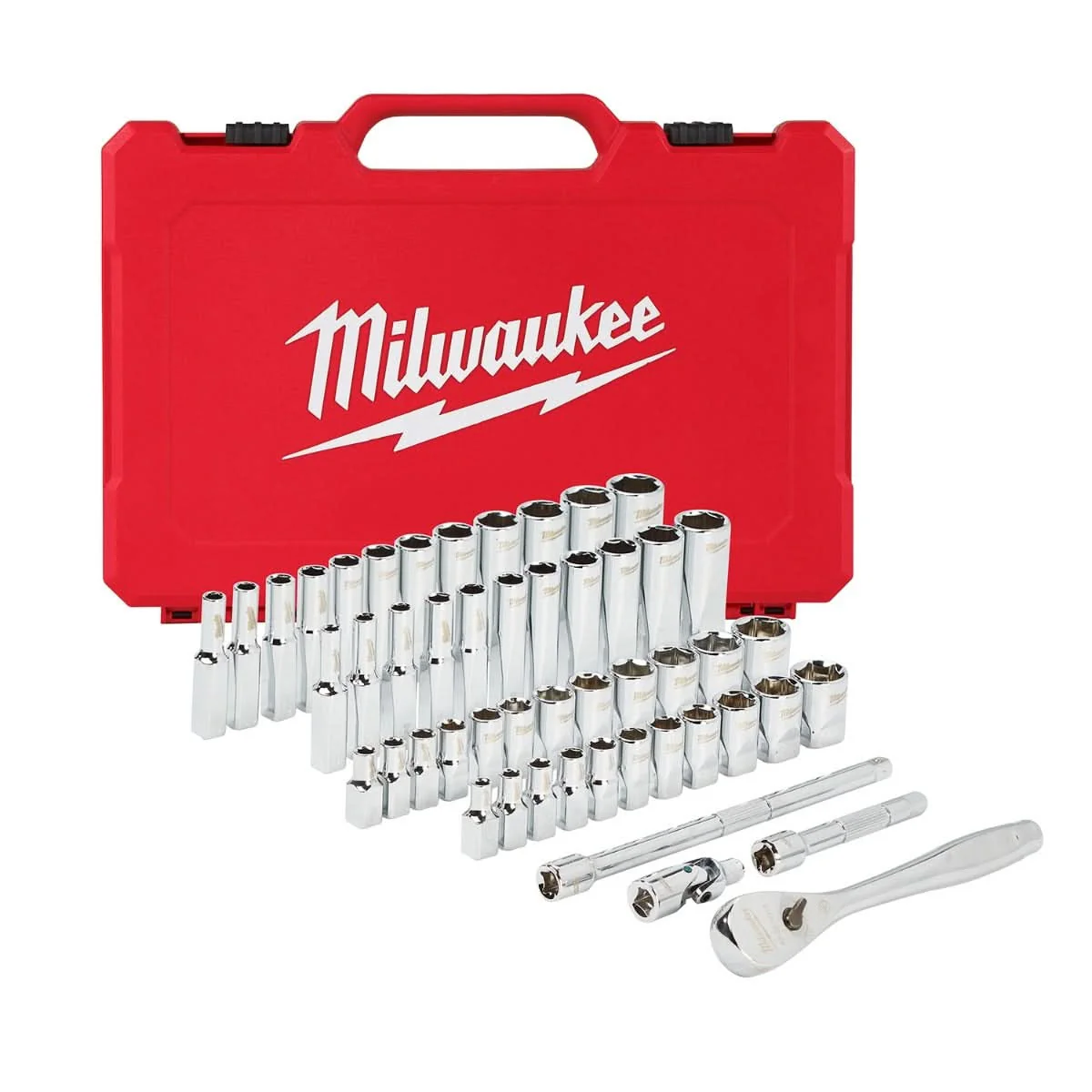Milwaukee 48-22-9004 1/4"-Drive 50-Piece SAE / Metric Ratchet & Socket Set - Image 1