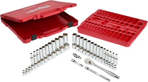 Milwaukee 48-22-9010 1/2" Drive 47-Piece SAE/Metric Ratchet And Socket Set and 3/8" Drive 56-Piece Ratchet & Socket Set - Image 2