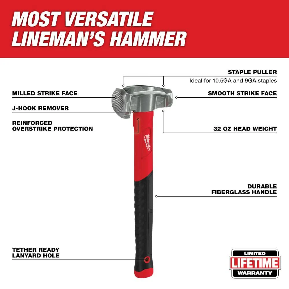 Milwaukee 48-22-9040 4in1 Lineman's Hammer - Image 2