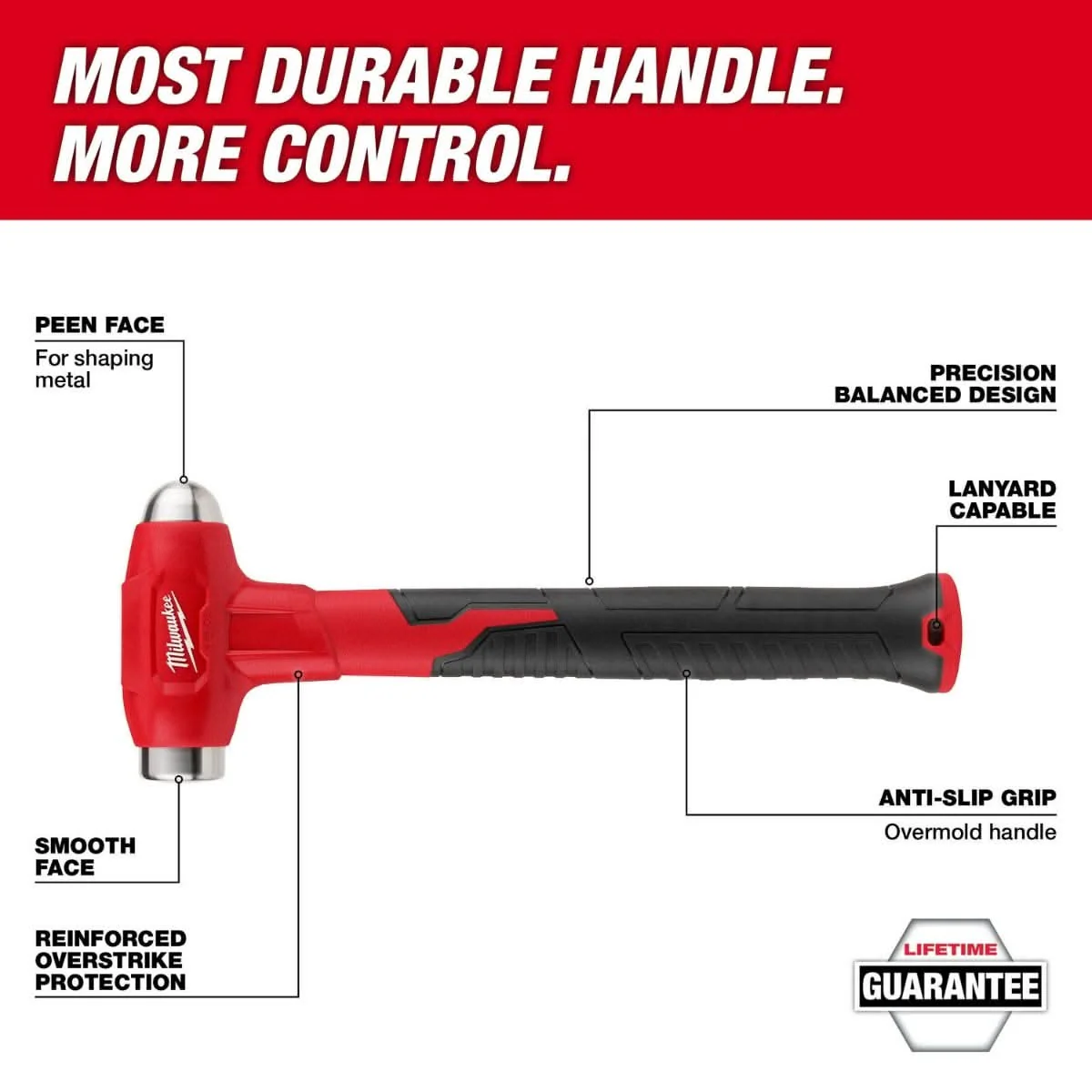 Milwaukee 48-22-9140 16oz Dead Blow Ball Peen Hammer - Image 2