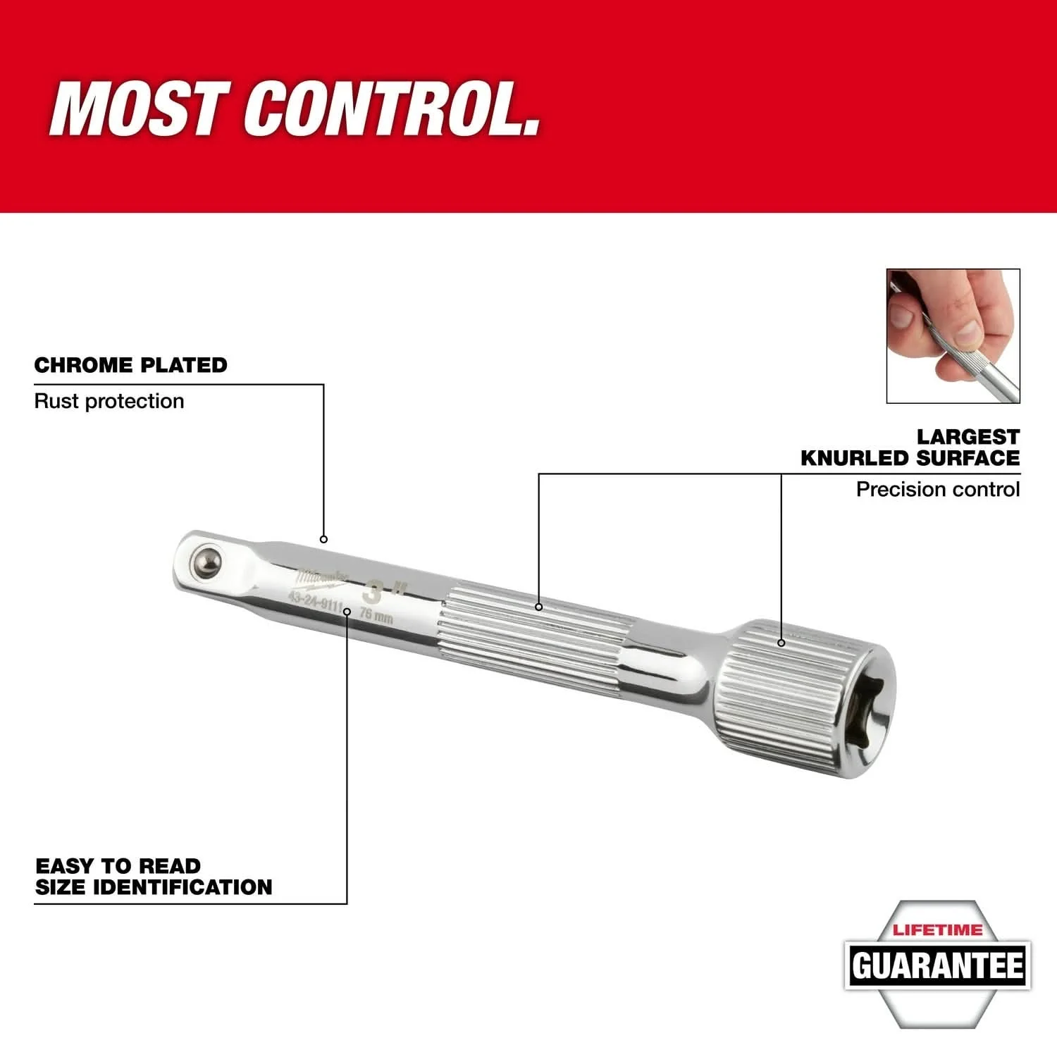Milwaukee 48-22-9340 4pc 1/4" Drive Extension Set - Image 2
