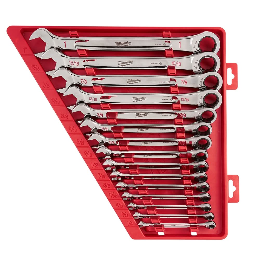 Milwaukee 48-22-9416 15-Piece Ratcheting Combination SAE Wrench Set - Image 1
