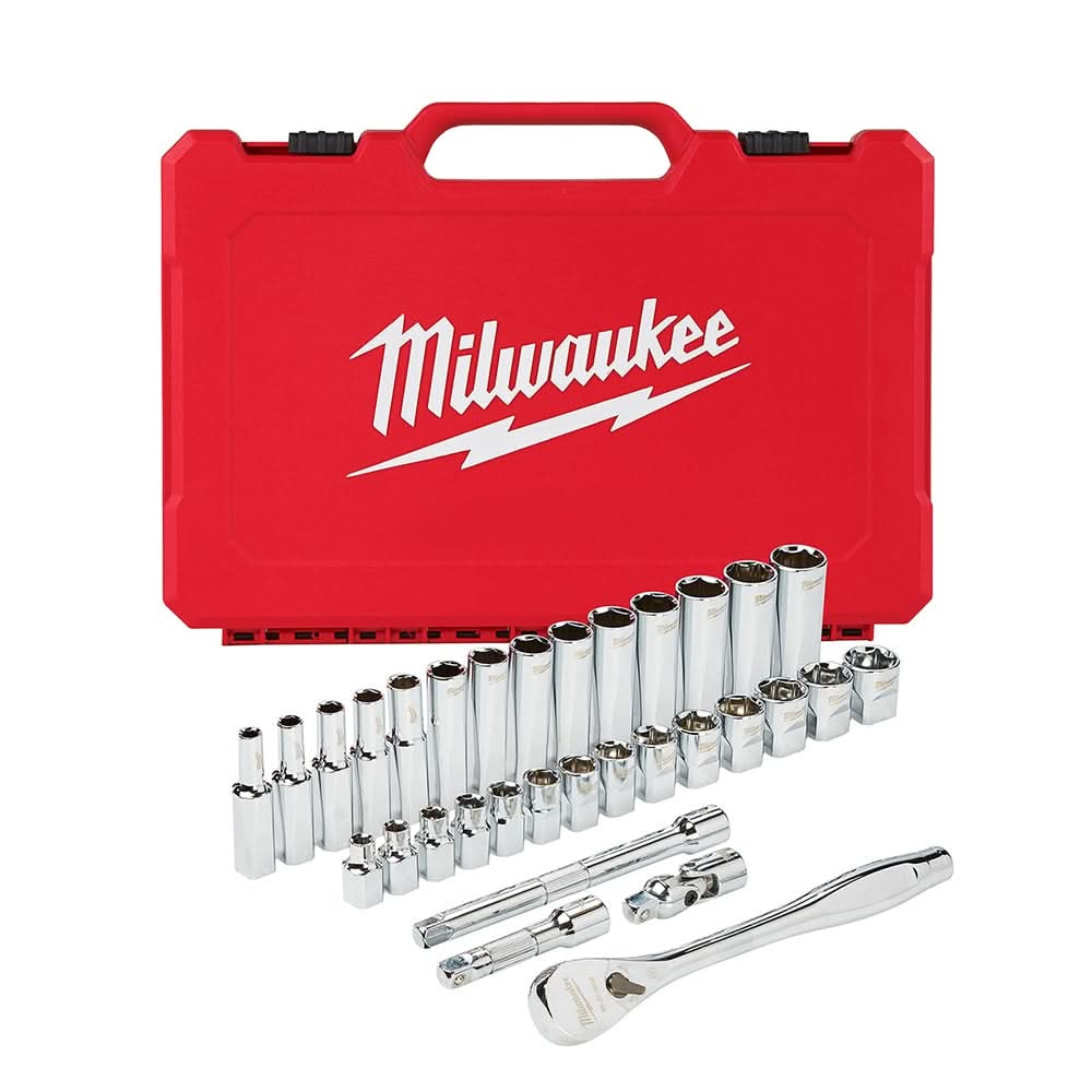 Milwaukee 48-22-9508 3/8" Drive 32-Piece Metric Ratchet & Socket Set - Image 1