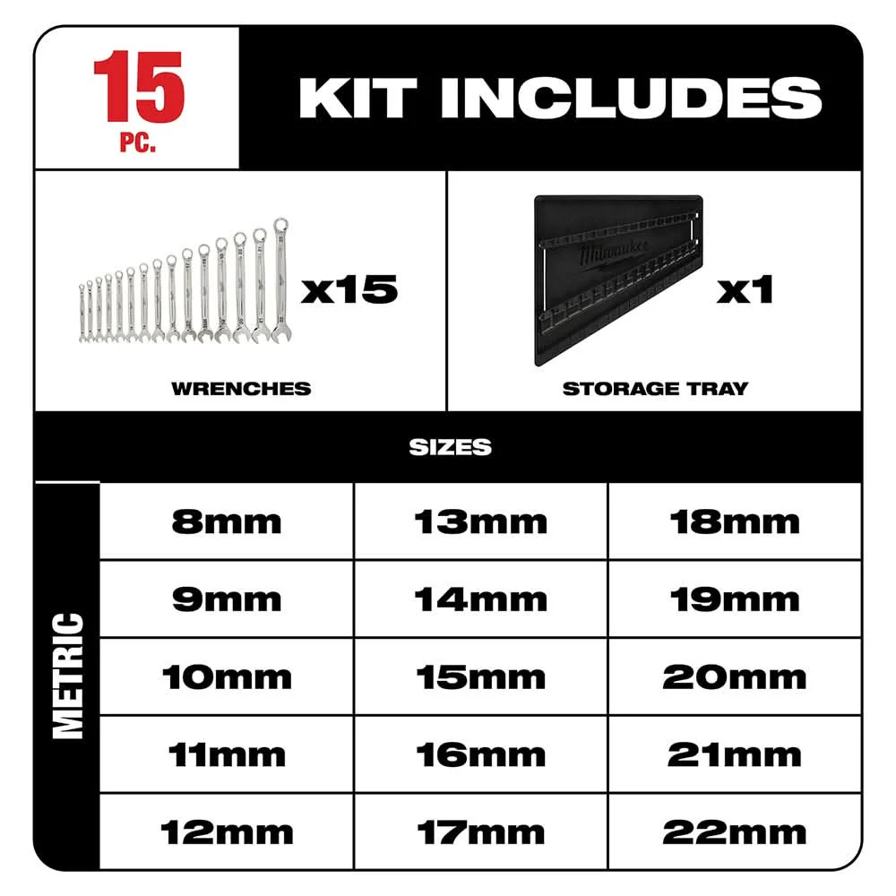 Milwaukee 48-22-9515 15-Piece  Combination Wrench Set - Metric - Image 2