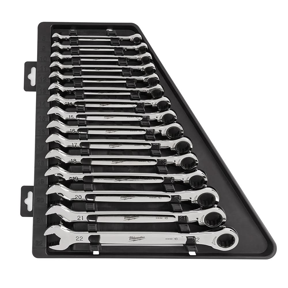 Milwaukee 48-22-9516 15-Piece Ratcheting Combination Metric Wrench Set - Image 1