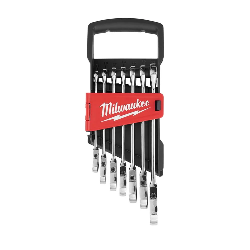 Milwaukee 48-22-9529 Metric Flex Head Ratcheting Combination Wrench, 7-Pieces - Image 1