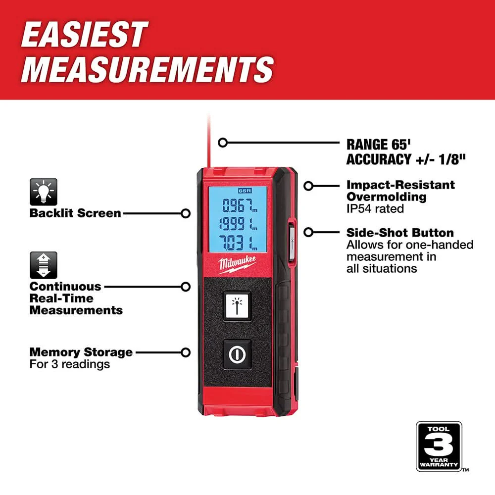 Milwaukee 48-22-9801 65' Laser Distance Meter - Image 2