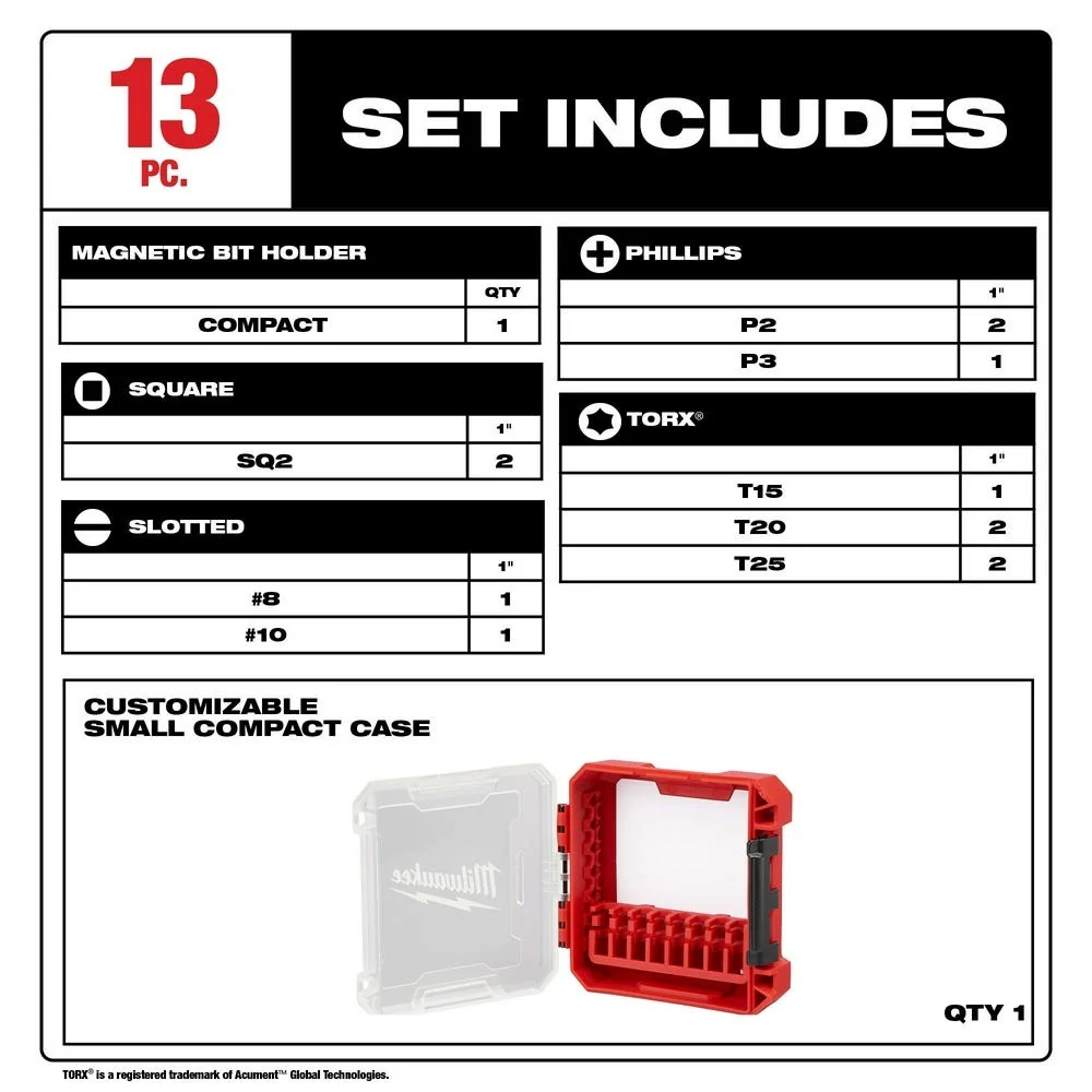 Milwaukee M18 Redlithium XC 5.0Ah Extended Capacity 2-Pack Batteries + 13-Piece Bit Set - Image 2