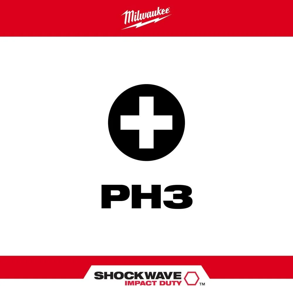 Milwaukee 48-32-4963 SHOCKWAVE 2-Inch PH3 Impact Bit, 2-Pack - Image 2