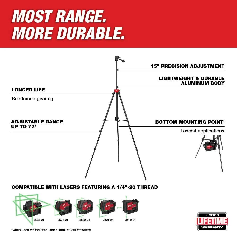 Milwaukee 48-35-1411 72-Inch Laser Tripod (Promo) - Image 2