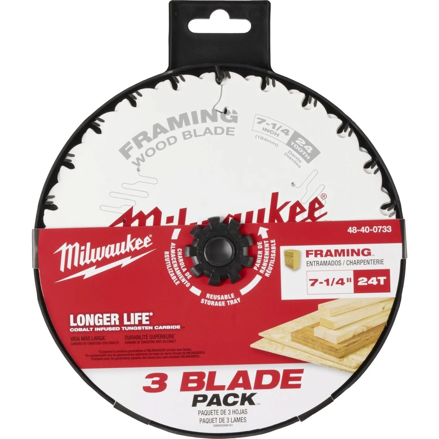 Milwaukee 48-40-0733 7-1/4″ 24-Tooth Framing Circular Saw Blade 3PK