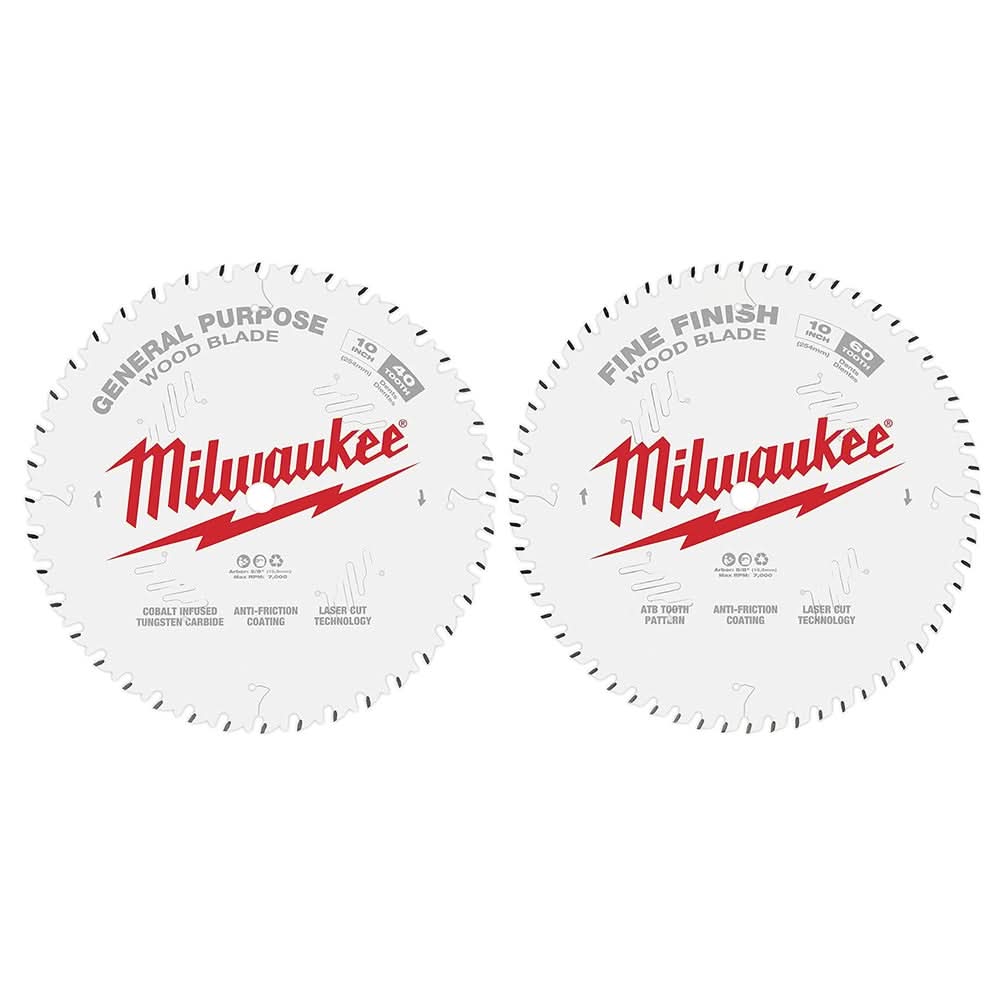 Milwaukee 48-40-1036 10 in. 40-Tooth + 60-Tooth Two-Pack Circular Saw Blades - Image 1