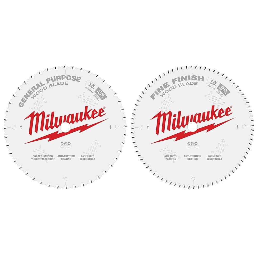 Milwaukee 48-40-1232 12 in. 44-Tooth + 80-Tooth Two-Pack Circular Saw Blade - Image 1