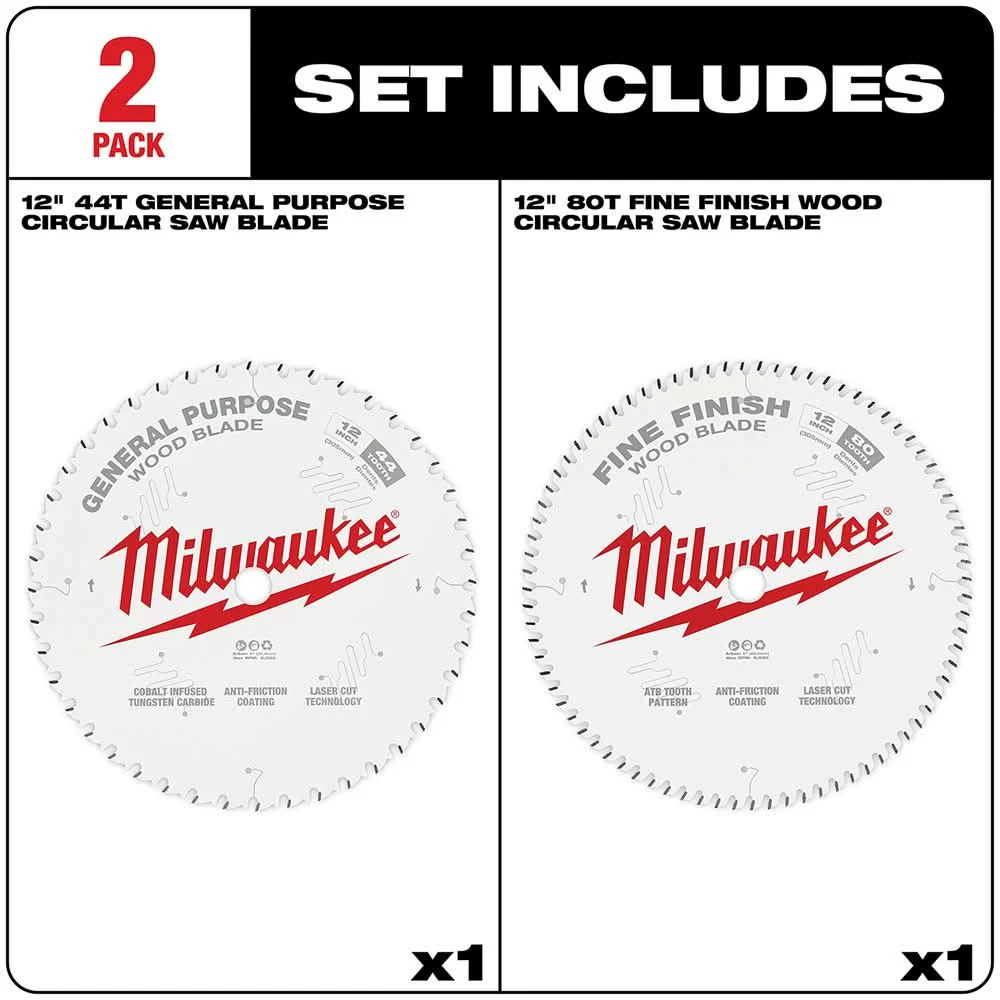 Milwaukee 48-40-1232 12 in. 44-Tooth + 80-Tooth Two-Pack Circular Saw Blade - Image 3