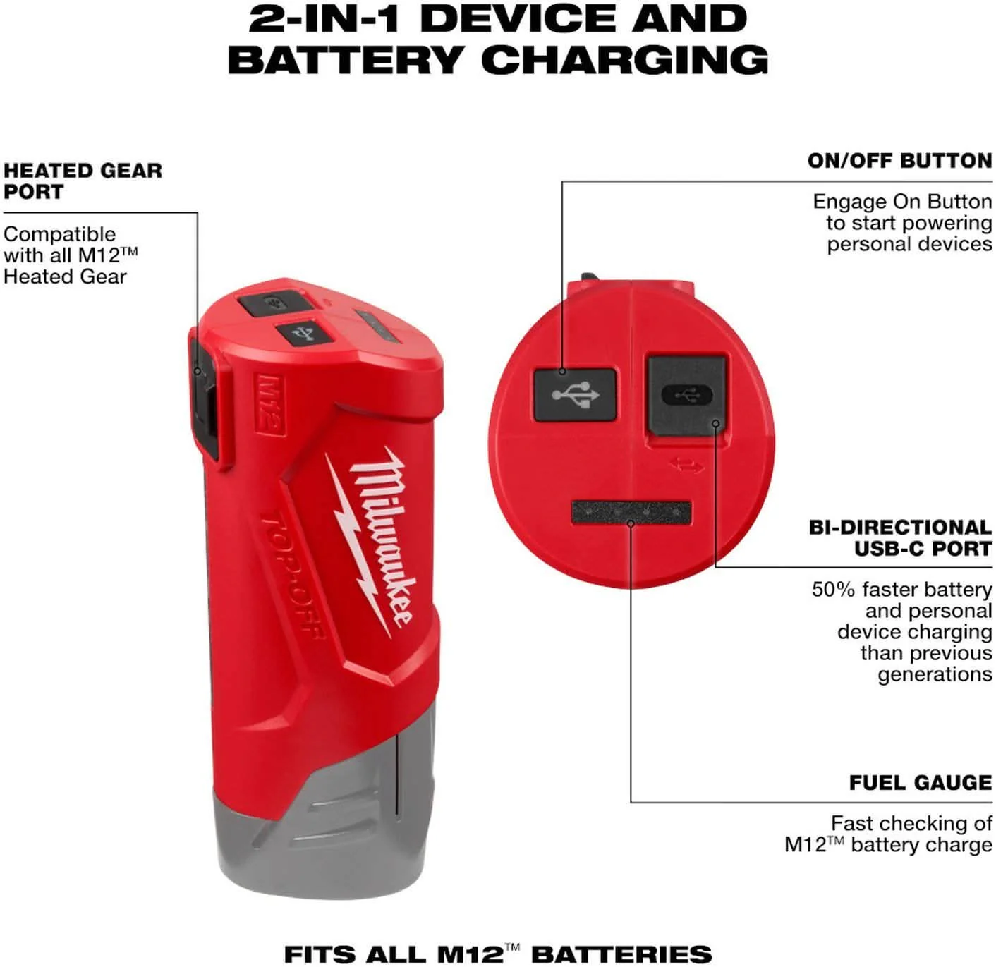 Milwaukee 48-59-1211 M12 TOP-OFF Power Supply and Charger - Image 3