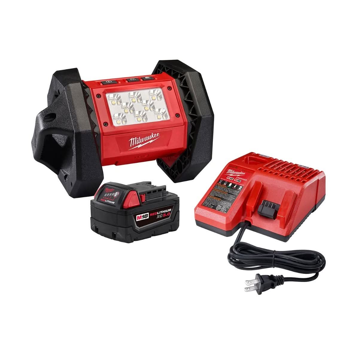 Milwaukee M18 LED Flood Light w/ M18 REDLITHIUM XC5.0 System Starter Kit - Image 1