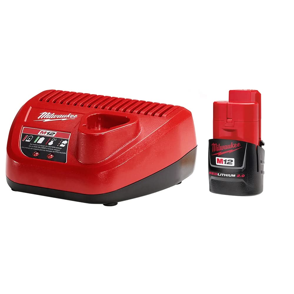 Milwaukee 48-59-2420 M12 Charger and 2.0Ah Battery Starter Kit - Image 1