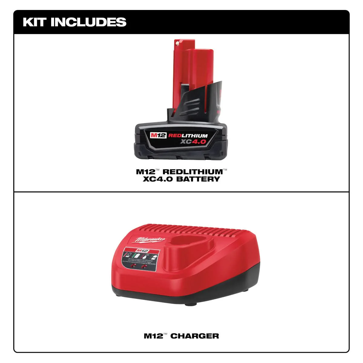Milwaukee PROMO 48-59-2440 M12 XC 4.0Ah Battery and Charger Starter Kit (PROMO) - Image 2