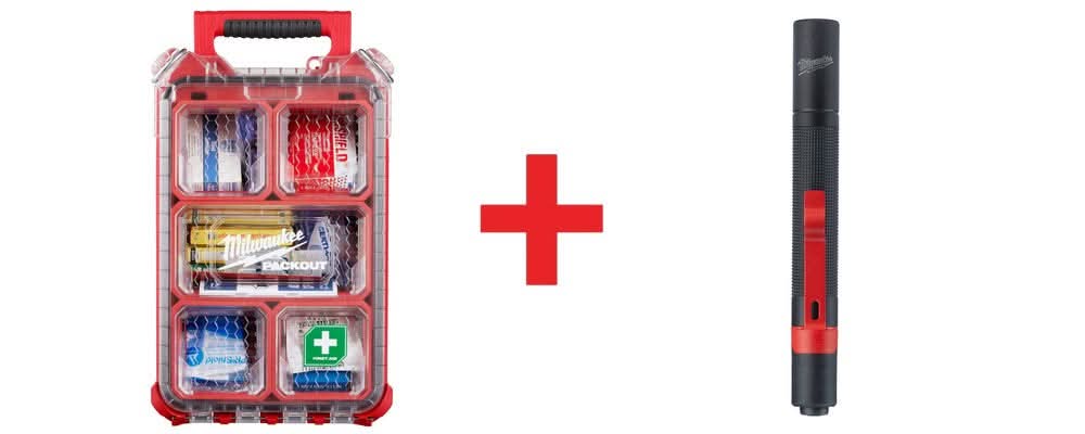 Milwaukee 79PC Class A Type III PACKOUT First Aid Kit with 100-Lumen Penlight - Image 1