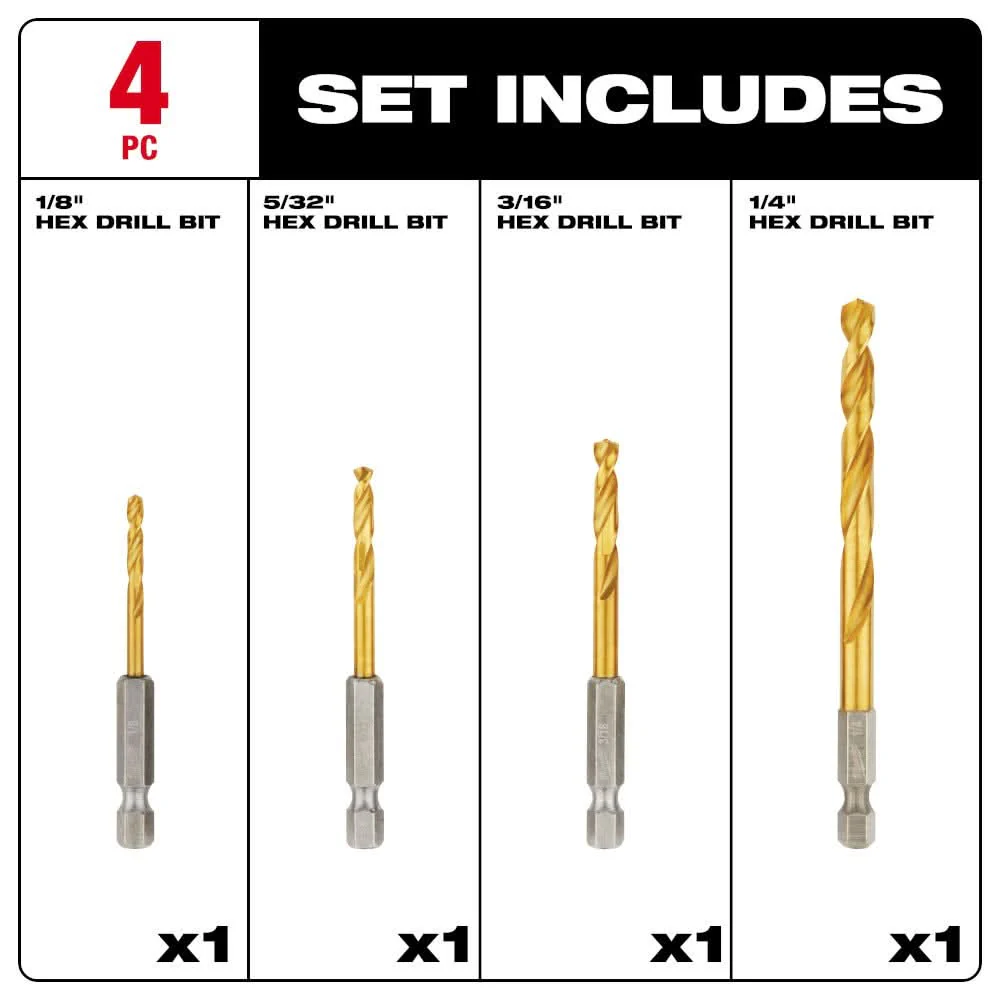 Milwaukee 48-89-4644 4-Piece SHOCKWAVE Red Helix Drill Bits - Image 3