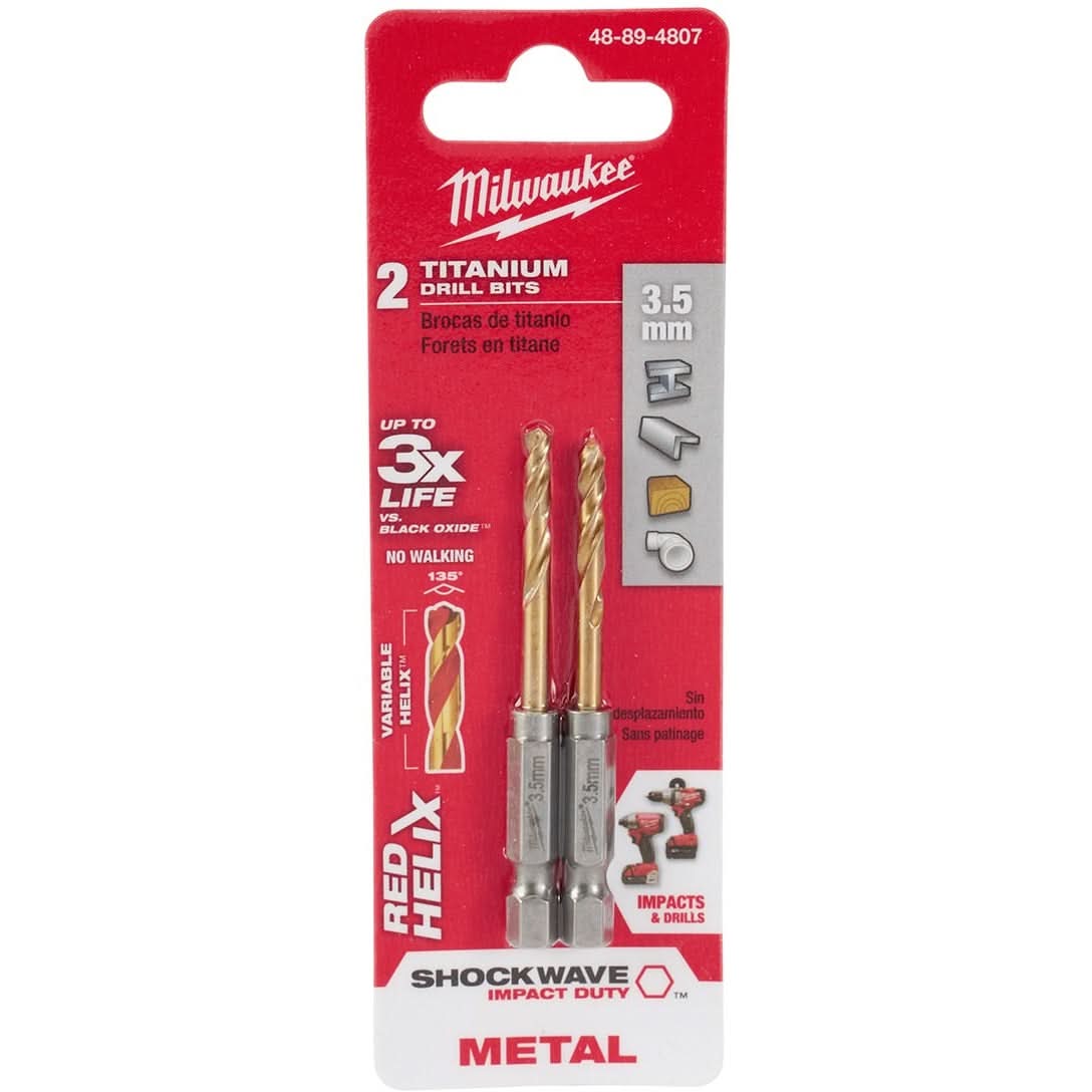 Milwaukee 48-89-4807 Metric Shockwave Titanium Red Helix 3.5mm - Image 1