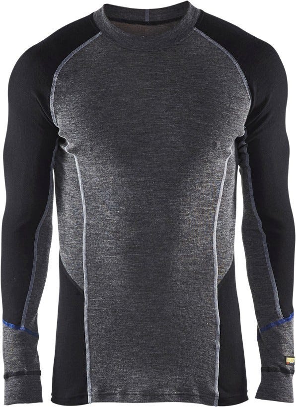 Blaklader 48971732 Underwear Crew Neck 100% Merino Warm, Grey / Black - Image 1