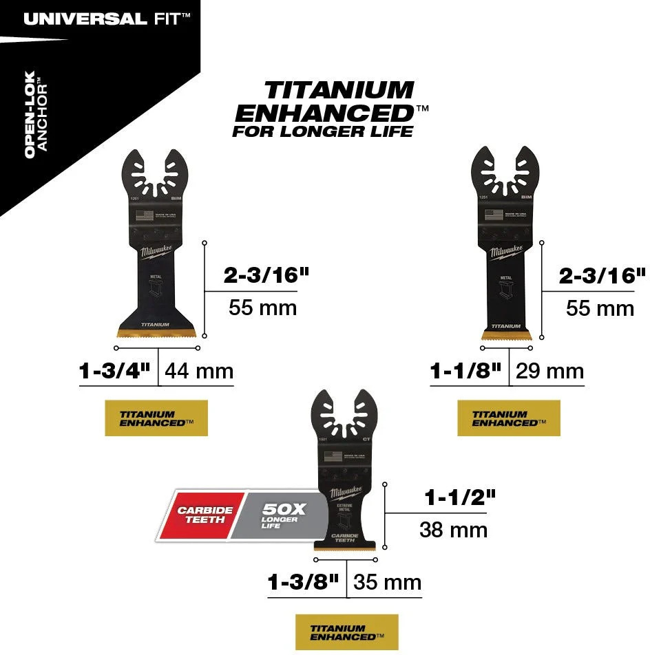 Milwaukee 49-10-9006 Open-Lok Metal Cutting Multi-Tool Blade, Variety Pack, 3-Pieces - Image 2