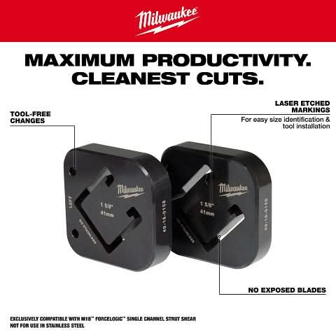 Milwaukee 49-16-0158 1-5/8" x 1-5/8" Single Strut Shearing Dies - Image 2