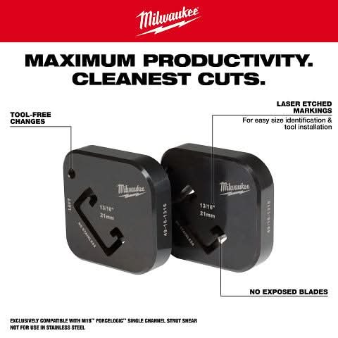 Milwaukee 49-16-1316 13/16" x 1-5/8" Single Strut Shearing Dies - Image 2